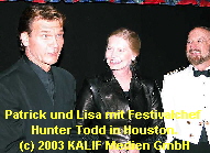 Patrick und Lisa mit Festivalchef 
Hunter Todd in Houston.
(c) 2003 KALIF Medien GmbH
